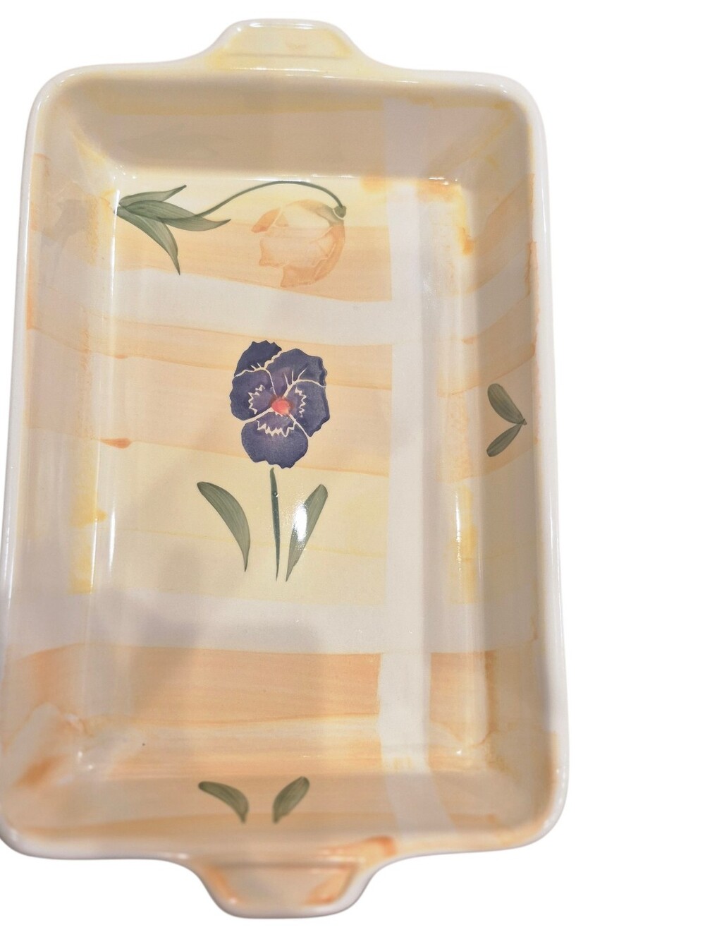 JRM Ceramica Italian Baking Dish Hand Painted Stone Ware Italian Pottery 14x9x2